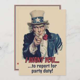 Ich habe dich Gewollt   Uncle Sam Party Fun Recrui Einladung