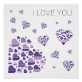 Ich habe dich Liebe. Einfache lila Herzen. Poster (Vorderseite)