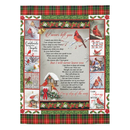 Ich habe dich nie Verlassen, Weihnachts-Kardinal-Q Tischdecke (Vorderseite)