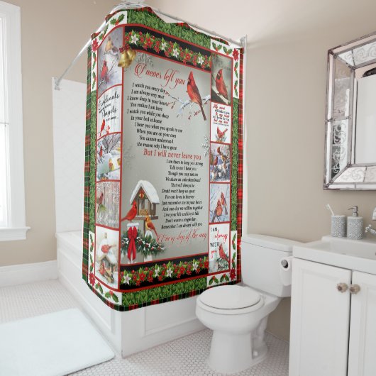 Ich habe dich nie , Weihnachts-Kardinal-Quilt-Blan Duschvorhang (Beispiel)