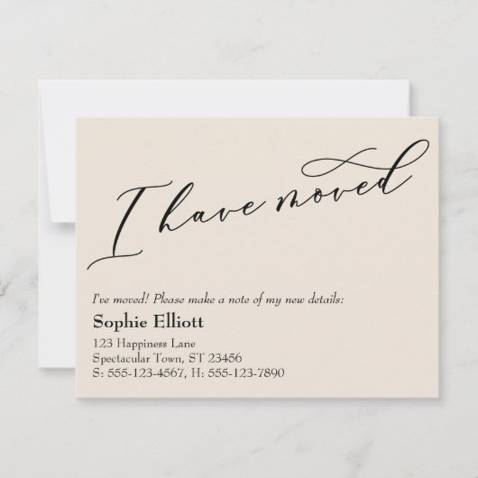 Ich habe die Ankündigung der neuen Adresse "Cream" (Vorderseite)