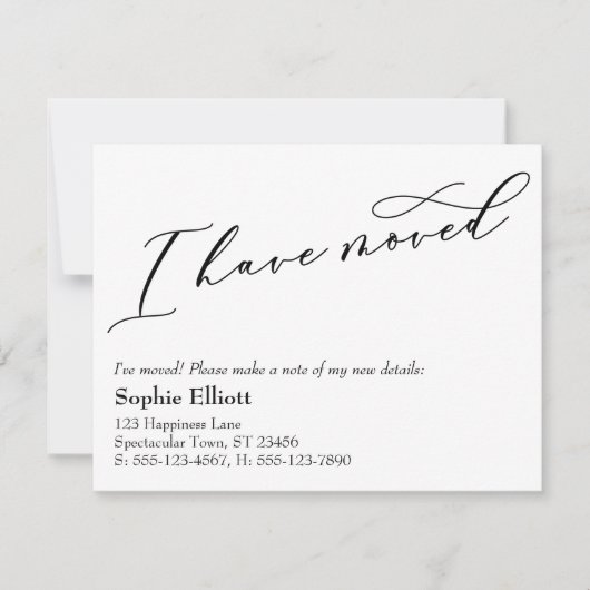 Ich habe die Ankündigung einer neuen Adresse geänd (Vorderseite)