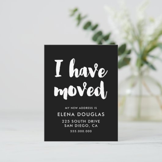 Ich habe die Ankündigung Modern Modern Modern schw Postkarte (Stehend Vorderseite)