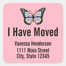 Ich habe die Ankündigung über das Schmetterlingsro Quadratischer Aufkleber