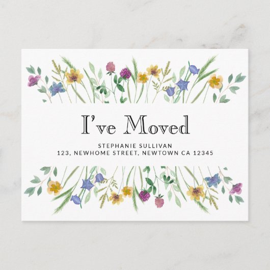 Ich habe die Aquarellfarben-Wildblume verschoben Ankündigungspostkarte (Vorderseite)