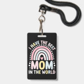 Ich habe die beste Mama in der Welt Boho Regenboge Ausweis (Vorderseite mit Lanyard)