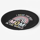 Ich habe die beste Mama in der Welt Boho Regenboge Pappteller (Schrägansicht)