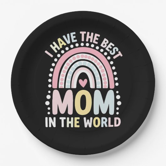 Ich habe die beste Mama in der Welt Boho Regenboge Pappteller (Vorderseite)