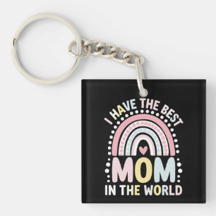 Ich habe die beste Mama in der Welt Boho Regenboge Schlüsselanhänger