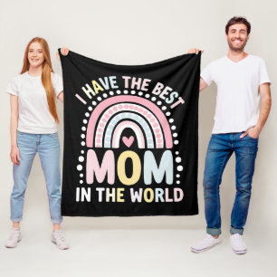 Ich habe die beste Mutter der Welt Boho Regenbogen Fleecedecke