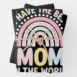 Ich habe die beste Mutter der Welt Boho Regenbogen Geschenkpapier Set