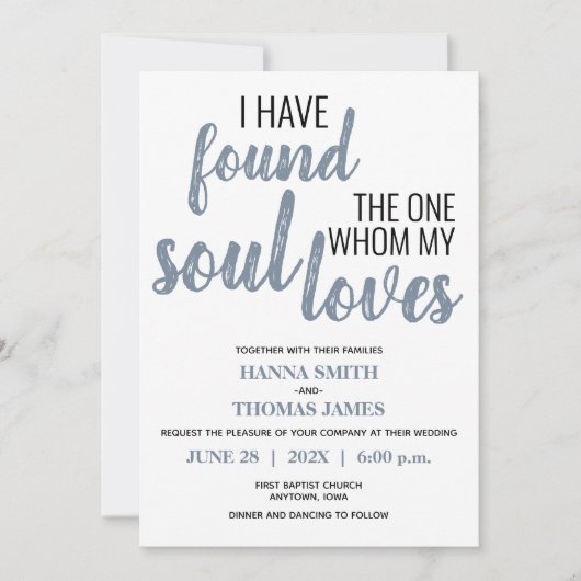 Ich habe die eine Typografie, dusty Blue Wedding g Einladung (Vorderseite)