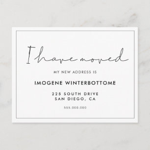 Ich habe die handgeschriebene minimalistische Ankü Ankündigungspostkarte