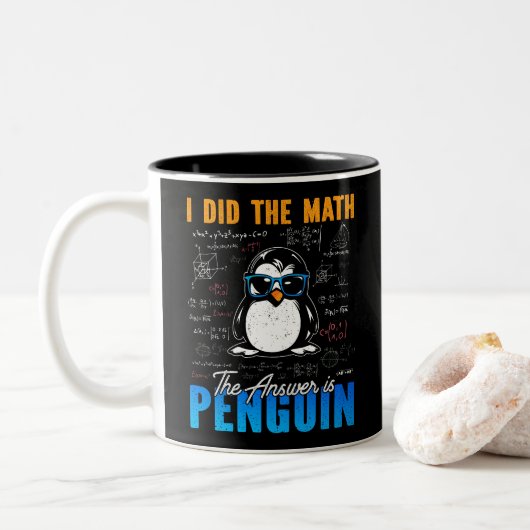 Ich habe die Mathematik Die Antwort ist Pinguin Fu Zweifarbige Tasse (Mit Donut)