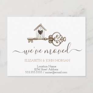 Ich habe die neue Adresse des Schlüsselholzhauses  Ankündigungspostkarte