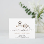 Ich habe die neue Adresse des Schlüsselholzhauses Ankündigungspostkarte (Stehend Vorderseite)