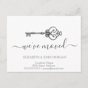 Ich habe die neue graue Schlüsseladresse verschobe Ankündigungspostkarte