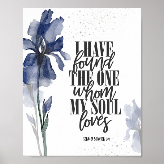 Ich habe die One Bible Verse Blue Floral gefunden Poster (Vorne)