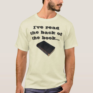 Ich habe die Rückseite des Buches gelesen und wir T-Shirt