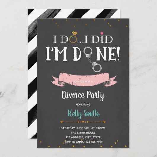 Ich habe die Scheidung Party Einladung (Vorne/Hinten)