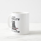 Ich habe die Stabilität, um die lustige schwarze K Kaffeetasse (Vorderseite Links)