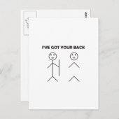 Ich habe dir den Rücken got - Strichmännchen Postkarte (Vorne/Hinten)