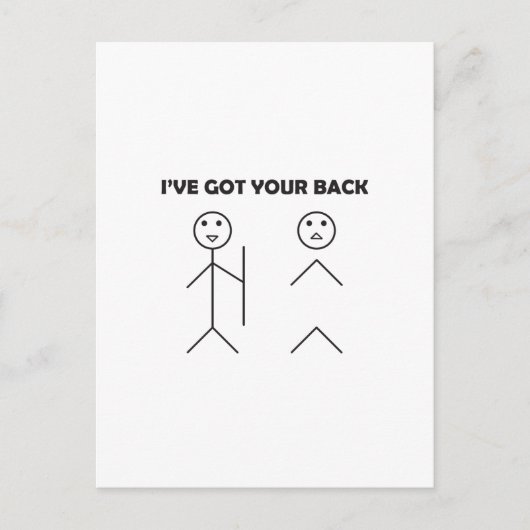 Ich habe dir den Rücken got - Strichmännchen Postkarte (Vorderseite)