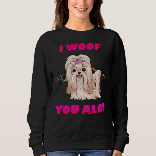 Ich habe dir eine viel rosa Text Cream Shih Tzu Sweatshirt (Vorderseite)
