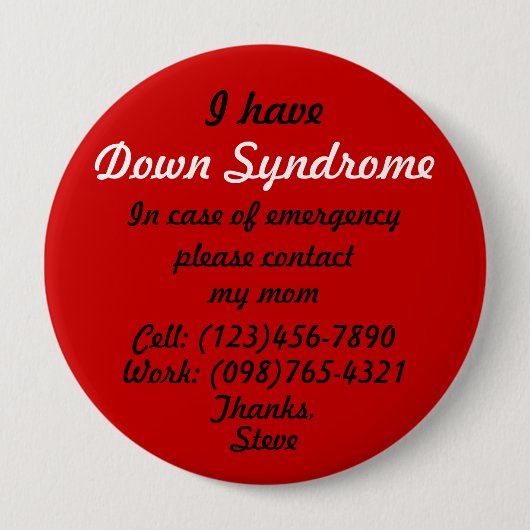 Ich habe Down-Syndrom Knopf Button (Vorderseite)