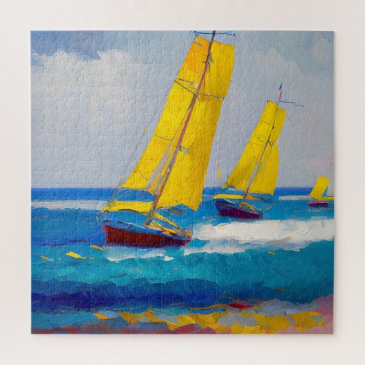 "Ich habe drei Boote gesehen" Seascape Puzzle (Vertikal)