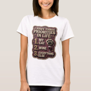 ICH HABE DREI PRIORITÄTEN IM LEBEN 1 MEINE KATZE 2 T-Shirt