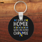 Ich habe ein Haus mit einem Extra-Chromie-Down-Syn Schlüsselanhänger (Vorderseite)