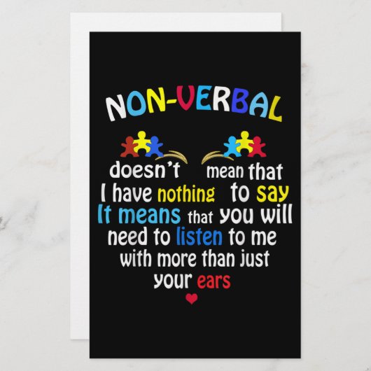 Ich habe ein nonverbales Autismus-Bewusstsein Puzz Briefpapier (Vorne/Hinten)