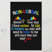 Ich habe ein nonverbales Autismus-Bewusstsein Puzz Briefpapier (Vorderseite)