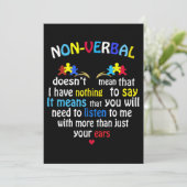 Ich habe ein nonverbales Autismus-Bewusstsein Puzz Einladung (Stehend Vorderseite)