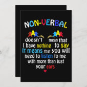 Ich habe ein nonverbales Autismus-Bewusstsein Puzz Einladung (Vorne/Hinten)