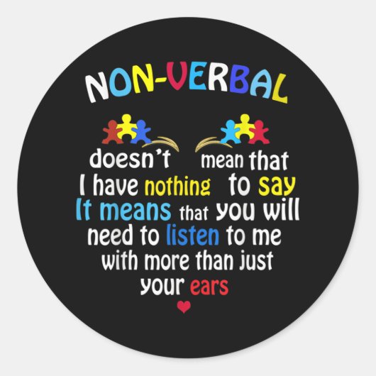 Ich habe ein nonverbales Autismus-Bewusstsein Puzz Runder Aufkleber (Vorderseite)