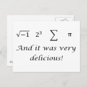 Ich habe ein Shirt Kuchenmathematik gegessen Postkarte (Vorne/Hinten)