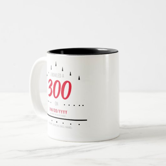 "Ich habe eine 300 gekocht" | Datum | Bowling Ball Zweifarbige Tasse (Vorderseite Links)