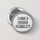 Ich habe eine versteckte Behinderung Button (Vorne & Hinten)