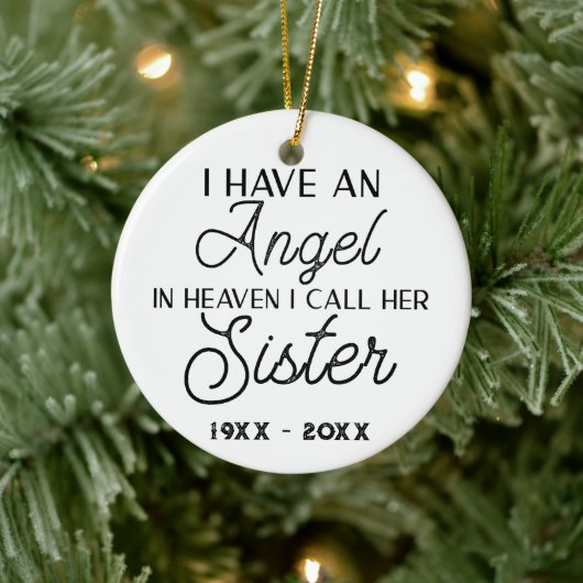 Ich habe einen Engel im Himmel, den ich ihre Schwe Keramik Ornament (Baum)