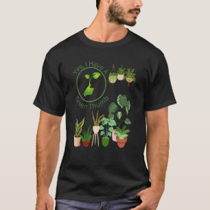Ich habe einen Garten mit grünen Pflanze, in dem e T-Shirt