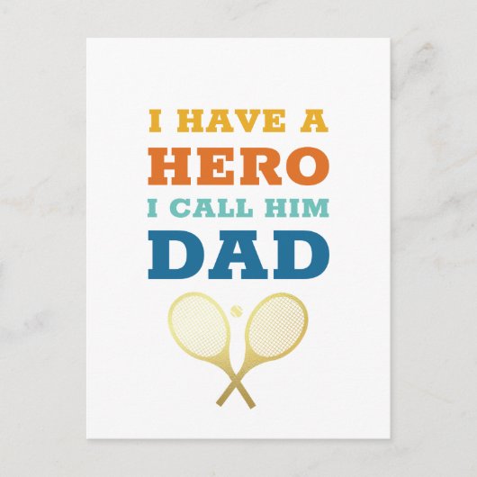 Ich habe einen Helden-Vater - Tennis Vatertag Postkarte (Vorderseite)