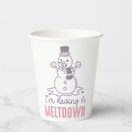 Ich habe einen Meltdown - Funny Snowman Design Pappbecher (Vorderseite)