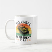 Ich habe einen Rentenplan Lustiger Pontonboot-Kapi Kaffeetasse (Links)