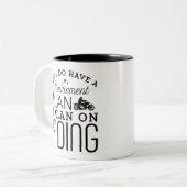 Ich habe einen Ruhestandsplan für den Reitsport Zweifarbige Tasse (Vorderseite Links)