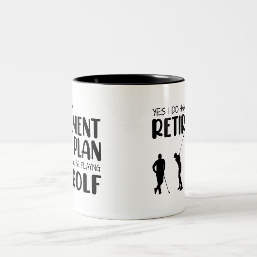 Ich habe einen Ruhestandsplan, ich werde Golf spie Zweifarbige Tasse (Mittel)