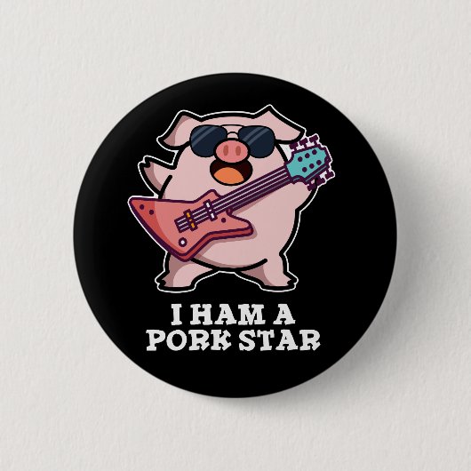 Ich habe einen Schweinestern Funny Rock Star Pig P Button (Vorderseite)