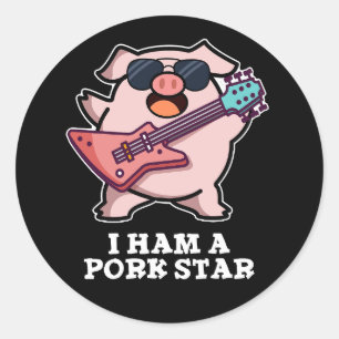 Ich habe einen Schweinestern Funny Rock Star Pig P Runder Aufkleber