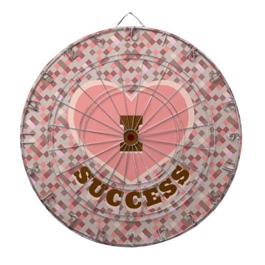 Ich habe Erfolg Groovy Retro Coral Brown Checkered Dartscheibe (vorne)